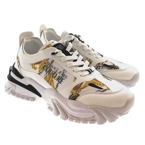 Versace Jeans Couture Chunky Baroque Panel White Gold Mens Sneakers